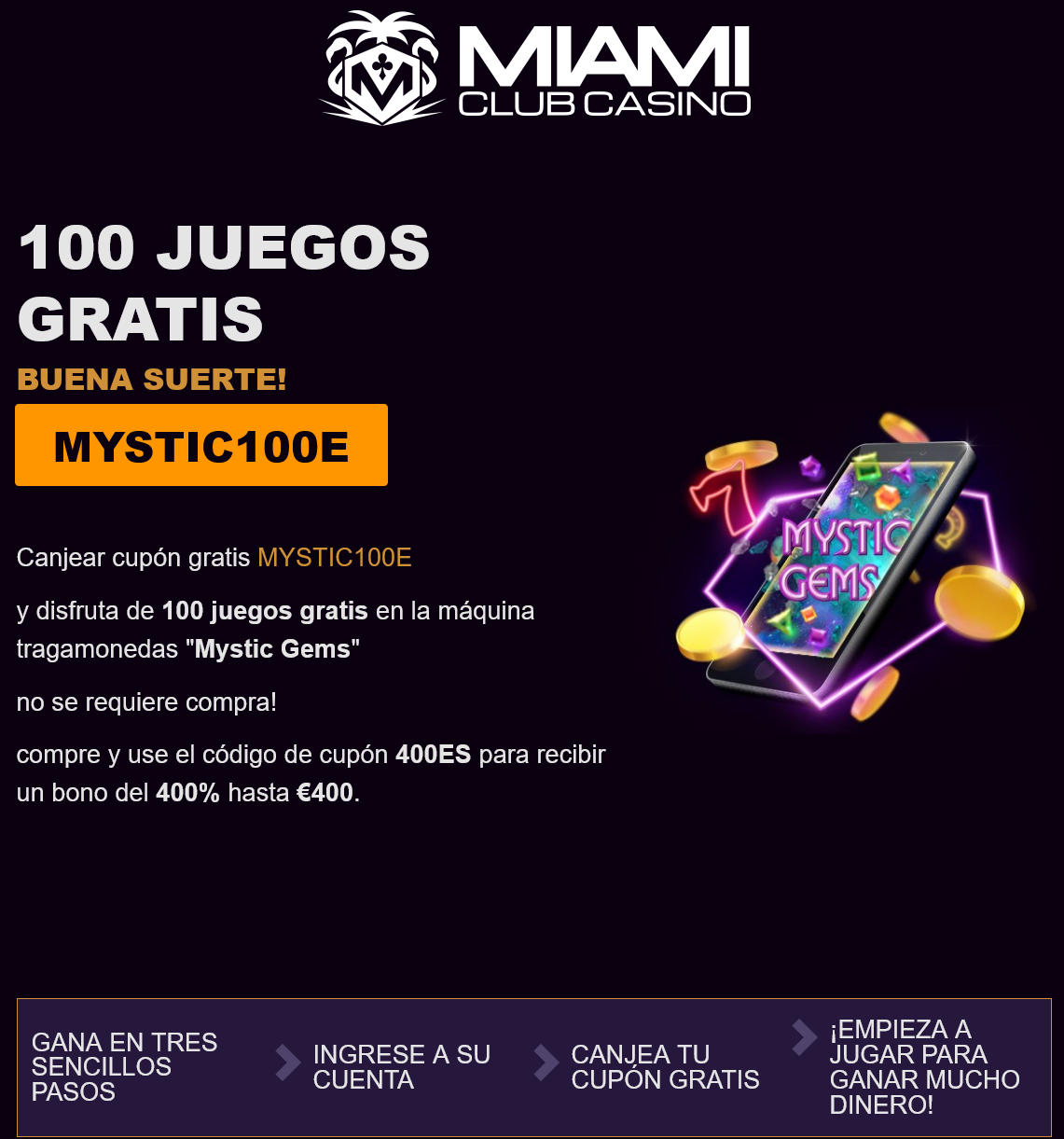 Miami Club 100 Free
Spins Miami
Club 100 Free Spins