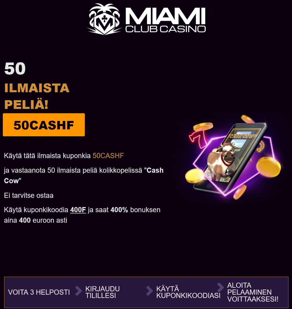 Miami
Club 50 Free Spins Miami
Club 50 Free Spins